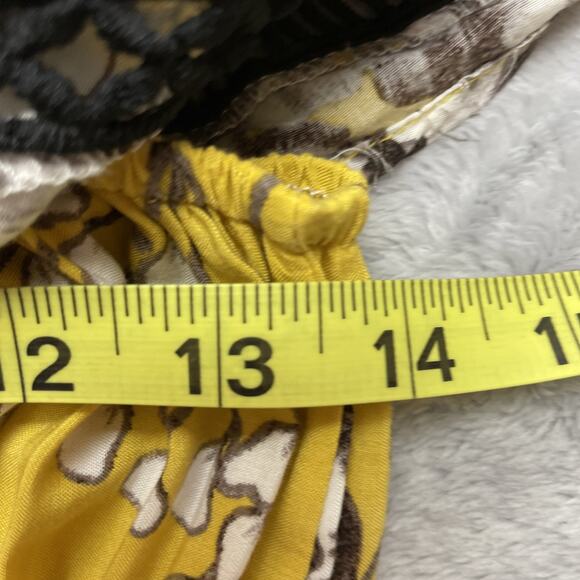 Jaase Karlie‎ Maxi Dress Womens L Yellow Golden Lillies Floral Off Shoulder Boho - Picture 7 of 9